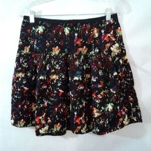 Gap Womens Black Floral Pleated A-Line Skirt 4